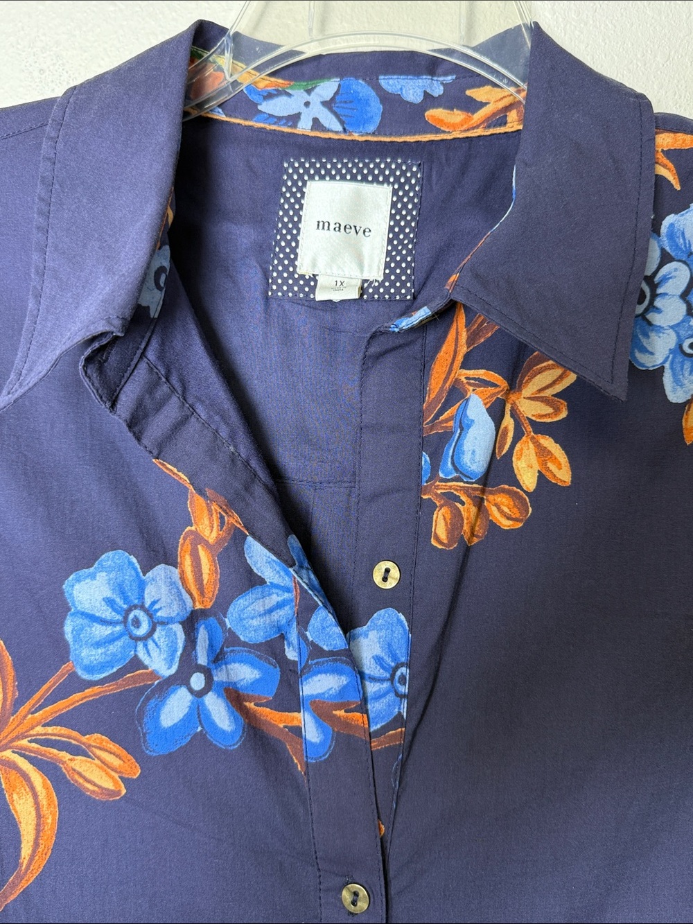 Anthropologie Maeve The Lillian Button Up Midi Dress 1X Blue Bird Parrot Print - Picture 10 of 17